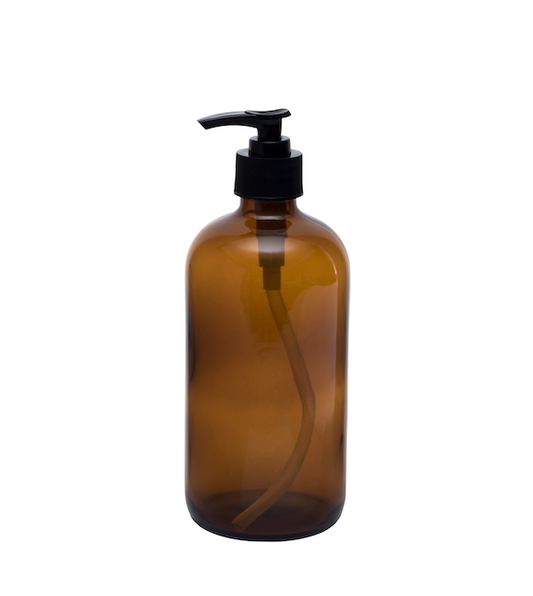 500ml Amber Glass Bottle – with Black Pump Top