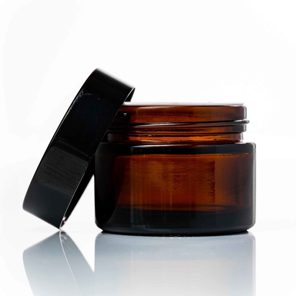 50ml Amber Glass Jar – with Black Lid